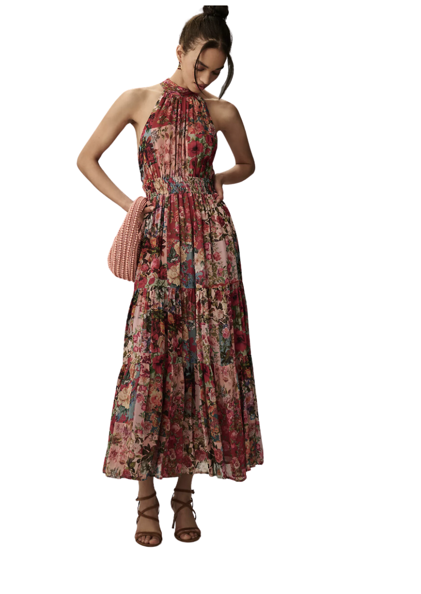 Somerset Maxi Dress in Pink Motif